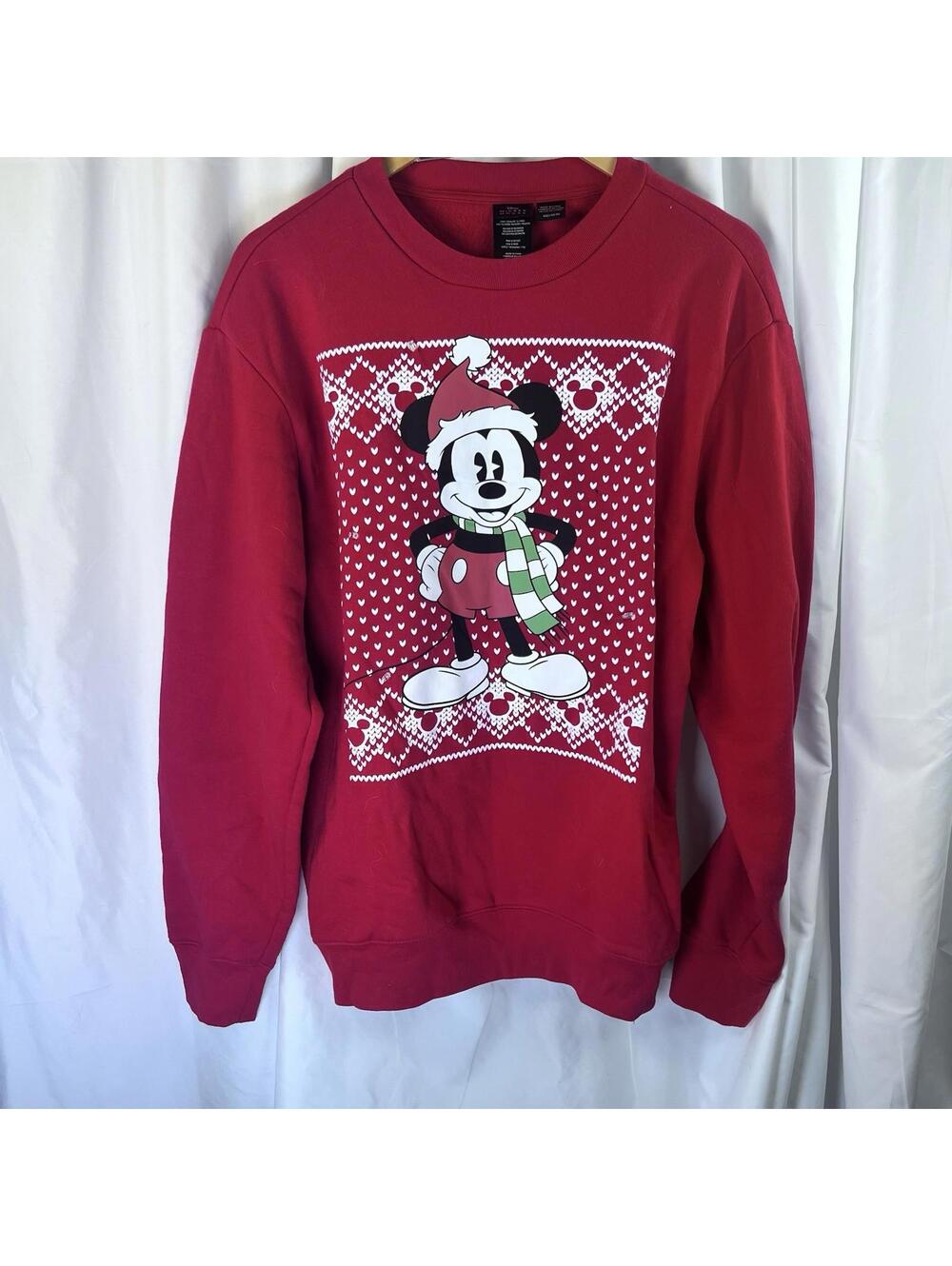 DISNEY Mickey Mouse Red Sweater - Christmas / Hearts / LIGHT UP MED